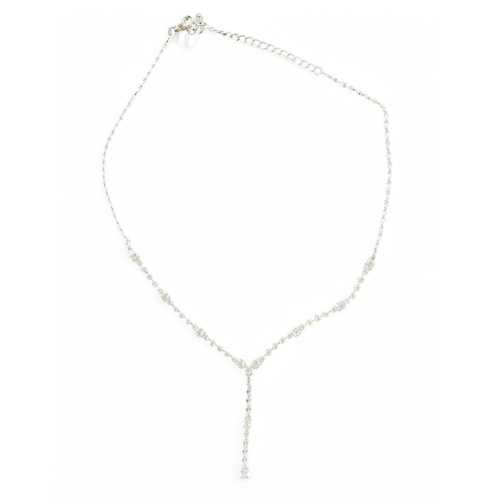 Vintage Y2K Claire’s Faux Diamond‎ Silver V Shaped Necklace Jewelry Accessory